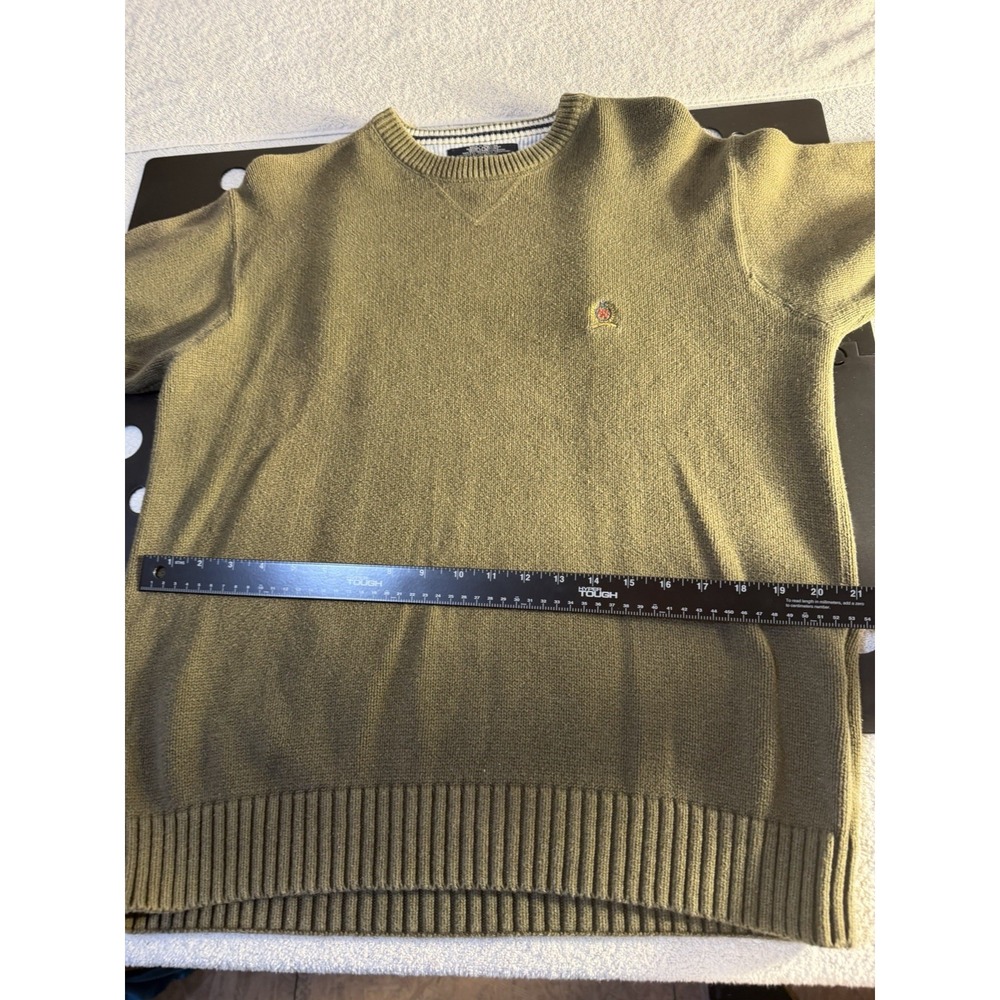 Tommy Hilfiger Mens L Green Knit Crewneck Pullover Sweater Logo Crest DM#20781 - Picture 5 of 16